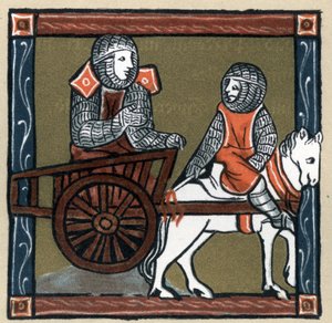 Artuslegende: Lancelot du Lac im Wagen. In „Geschichte der Französischen Literatur“ von Hermann Suchier
