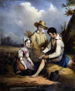 Die kleinen Schnitter (einer am Fuß verletzt), ca. 1840 von Unknown artist