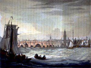 London Bridge und Southwark Cathedral, England. von Unknown artist