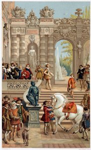 Ludwig XIII. am Hof, im Alter von 13 Jahren - in „17. Jahrhundert - Institutionen: Gebräuche und Kostüme, Frankreich 1590-1700“ von Paul Lacroix von Unknown artist