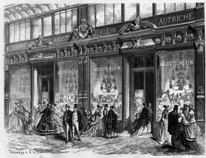 Luxus in Paris: Eröffnung des Geschäfts von Auguste Klein Boulevard des Capucines. Gravur in „Das illustre Universum“