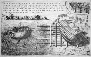 Maschine zum Starten von Schiffen im 16. Jahrhundert - ed. 1578 von Unknown artist