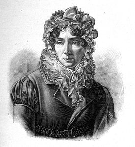 Madame de Genlis - Porträt von Stéphanie gratuliert dem Wappen von Saint Aubin (Saint-Aubin) (1746-1830), Gräfin von Genlis, französische Schriftstellerin. von Unknown artist