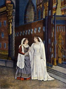 Mademoiselle Hadamard und Mademoiselle Dudlay in „Der Cid“ von Pierre Corneille (1606 - 1684). Lithographie des 19. Jahrhunderts. von Unknown artist