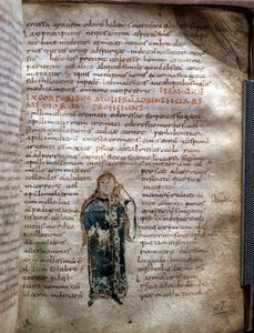 Manuskriptseite aus „De simplicibus medicamentis“ von Claude Galien (Klaudios Galenos oder Claudio Galeno oder Claudius Galenus oder Galen, ca. 131 - ca. 201), griechischer Arzt. Governativa von Lucca von Unknown artist
