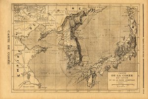 Karte von Korea, Japan und Ostchina. Gravur in „Le petit journal“ 3/09/1894. Selvas Sammlung.