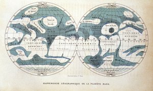 Karte des Planeten Mars - in „Populäre Astronomie“ von Camille Flammarion, ed. Marpon & Flammarion