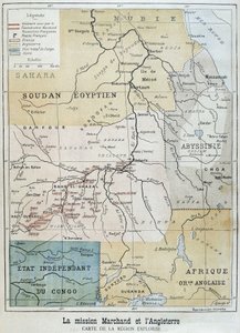 Karte des von der Mission Marchand erkundeten Gebiets - in „Le Petite Journal“ vom 09.10.1898