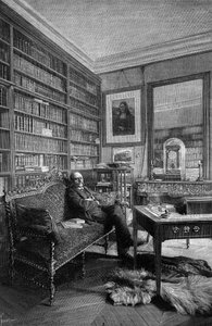 Marcellin Berthelot (1827-1907), französischer Chemiker, in seiner Praxis. Gravur in „La Nature: revue des sciences et de leurs applications aux arts et à l