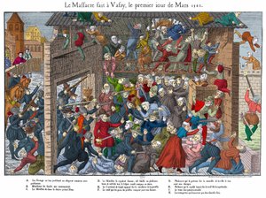 Massaker an der protestantischen Bevölkerung in Wassy (Vassy) am 01.03.1562 durch die Leute von Guise (Beginn der Religionskriege) von Unknown artist