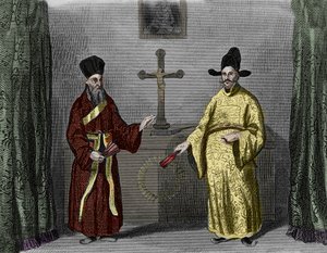 Matteo Ricci mit Konvertit Paul Ly - Porträt von Matteo Ricci (1552-1610) (links), italienischer Jesuit, und Paul Ly, großer Verbreiter des christlichen Glaubens in China