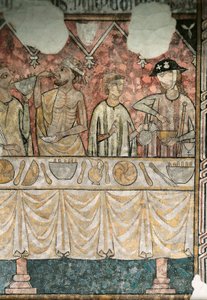 Mahlzeitszene im Refektorium der Pilger, Detail, aus der Kathedrale von Lleida