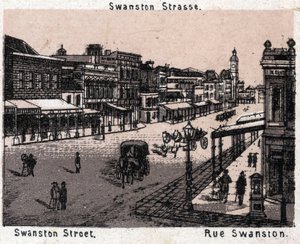 Melbourne, Australien: Blick auf die Swanston Street. aus 