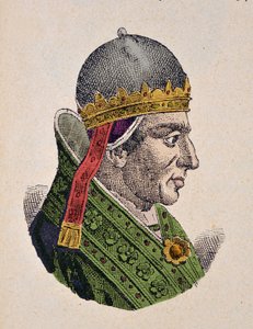 Mittelalter: Darstellung von Papst Gregor XI. (Gregorio oder Gregory) (1329-1378) Gravur aus „La storia dei papi del card. Hergenrother“ 1898 von Unknown artist