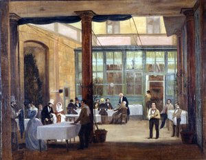Mailand, Speisesaal des Hotels Rebecchino. 1830 Stendhal lebte allein und mittellos in diesem Hotel sowie in vielen anderen in Italien. Museo Milano, Mailand von Unknown artist