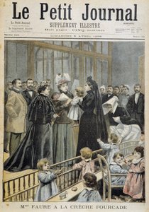 Mme Faure in der Fourcade-Kinderkrippe - in „Le Petit Journal“ vom 05.04.1896 von Unknown artist