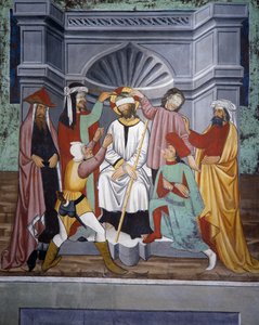 Verspottung Christi, Leben Christi (15. Jahrhundert), Fresken, Kapelle des Heiligen Sebastian, Villard-de-Lans, Rhone-Alpes, Frankreich von Unknown artist