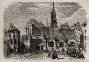 Monolithische Kirche in Saint-Emilion - Kirche monolithe von Saint Emilion in Gironde - Gravur in „Dictionnaire populaire illustré“ - 1864 - von Joseph Decembre und Edmond Allonier
