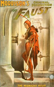 Morrisons Originalproduktion von Faust: der Mitternachtsbesuch - Plakat für ein Theaterstück: Illustration von Fausts Besuch