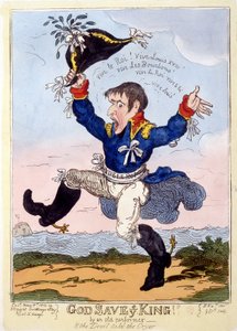 Napoleon I. singt „Es lebe der König“ zur Thronbesteigung von Ludwig XVIII. - in „Napoleon I.“, Karikaturensammlung