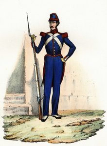 Nationalgarde oder Afrikanische Miliz von Algier, 1830 von General Clausel der französischen Armee Afrikas gegründet, um die Ordnung in der Stadt zu gewährleisten. In „Storia d
