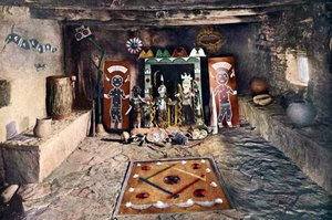 Indianischer Altarraum der Powamu-Gesellschaft in einem Hopi-Haus, Grand Canyon, Arizona von Unknown artist