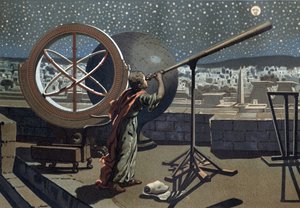 Hipparch von Nikaia (Hipparkhos) im Observatorium von Alexandria, griechischer Astronom (in Bithynien, 2. Jahrhundert v. Chr.) nach „La Ciencia y sus Hombres“ von Louis Figuier. Barcelona 1881 von Unknown artist
