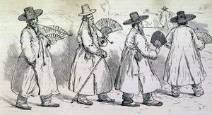 Notable des Dorfes Sbin Po (Kree) auf einem Spaziergang (Ende des 19. Jahrhunderts) von Unknown artist