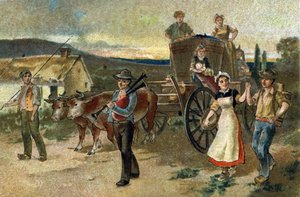 Alte Tradition in der Region Burgund: Erntefest. Der letzte Jahrgang. Chromolithographie des späten 19. Jahrhunderts von Unknown artist