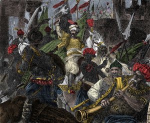 Am 29. Mai 1453, Sturm auf Konstantinopel durch Muhammad II., Sultan des Osmanischen Reiches - Eroberung von Konstantinopel: die Armee des osmanischen Sultans Mehmet II. (Mehmed II. der Eroberer oder Muhammad II. Fatih) (1430-1481) belagerte die Stadt Kons von Unknown artist