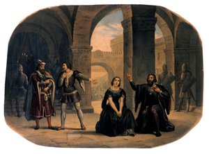 Opernbühne "I vespri siciliani" (Die sizilianische Vesper) komponiert von Giuseppe Verdi. Chromolithographie aus dem späten 19. Jahrhundert von Unknown artist