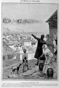 Optische Täuschungen: Vision der Armeen Napoleons am Himmel von Verviers (Belgien) am Tag der Schlacht von Waterloo im Jahr 1815