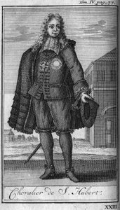 Ritterorden. Ritter von Saint Hubert im Herzogtum Jülich im 15. Jahrhundert in „Geschichte der militärischen Orden oder Ritter, der weltlichen und regulären Milizen beider Geschlechter, die bisher gegründet wurden. Ausgabe von Abbe Giustiniani, R.
