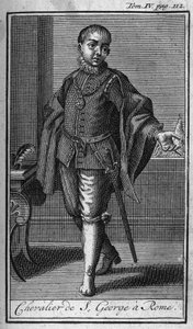 Ritterorden. Ritter des Heiligen Georg in Rom in Italien im 15. Jahrhundert. In "Geschichte der militärischen Orden oder Ritter, der sicheren und routinemäßigen Milizen beider Geschlechter, die bisher gegründet wurden. Ausgabe von Abbe Giustiniani, R.P. Bo von Unknown artist