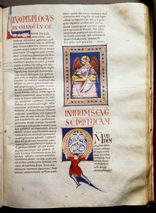 Seite einer illuminierten Bibel (Ms.723-Foglio 162r) aus dem frühen 12. Jahrhundert von Unknown artist