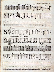 Seite der Partitur von Balletti, correnti alla francese opus 3 von Giovanni Battista Vitali von Unknown artist