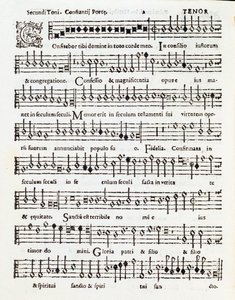 Seite der Partitur von Confitebor tibi domine Psalm gewidmet Palestrina von Costanzo Porta von Unknown artist