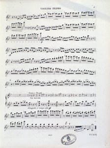 Seite der Partitur der ersten Violine der Ouvertüre Nr. 11 von Kalliwoda von Unknown artist