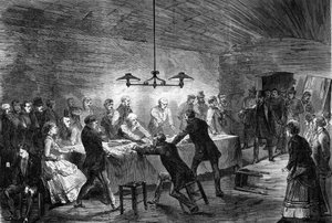 Paris 1870: Verhaftung in einem illegalen Glücksspielhaus in der Rue de la Harpe. von Unknown artist