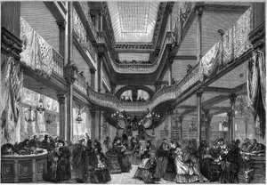 Paris 1872: Innenansicht neuer Geschäfte, „Bei billig“. von Unknown artist