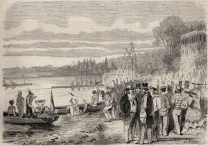 Pariser Kanuten. Regatten von Saint-Cloud im Jahr 1857. Gravur in „Le Monde illustre“ von 1857. Private Sammlung von Unknown artist