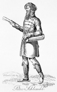 Peter Schlemihl, Hauptfigur aus „Die wunderbare Geschichte von Peter Schlemihl“ von Aldebert von Chamisso - Gravur