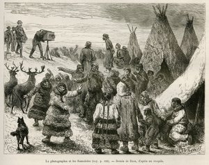 Fotografie und Samoieden der Region Caborova (Schweden), Zeichnung von Riou, zur Illustration der Geschichte von Professor Nils Adolf Erik (Eric) Baron Nordenskjöld (Nordenskiöld) (1832-1901): Schwedische Polarexpedition von Unknown artist