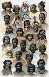 Physiognomie und Kopfform fremder Menschenrassen. In „Die neue Naturmedizin“ von F.E. Bilz, 1898 von Unknown artist