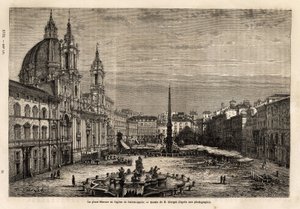 Piazza Navona, erbaut auf den Ruinen des Stadions von Domitian aus dem 1. Jahrhundert, ist der Stolz des barocken Rom, mit dem Brunnen der 4 Flüsse, erbaut zwischen 1648-1651, nach dem Entwurf von Bernini (1598-1620) und der Kirche St. Agnes, gebaut zwisch