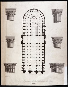 Plan und Kapitelle der Kathedrale Notre Dame in Paris. 19. Jahrhundert von Unknown artist