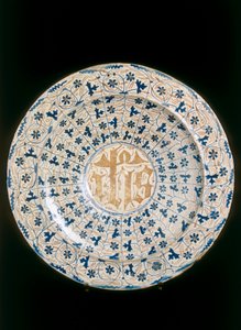 Teller mit kristallisiertem Monogramm, Valencia-Herstellung von Unknown artist