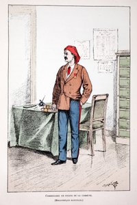 Polizeikommissar der Kommune. Farbradierung zur Illustration des Buches 