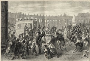 Papst Pius IX. geht zur Kirche Saint-Louis-des-Français anlässlich des Festes am 15. August 1869