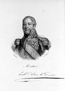 Porträt von Adolphe Edouard Casimir Joseph Mortier, Herzog von Treviso, französischer Marschall und Politiker (1768 - 1835). Gravur des 19. Jahrhunderts